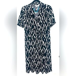 Kasper Women’s Black and White Midi Dress Large